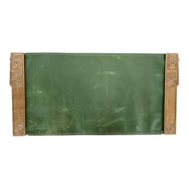 Tiffany Studios New York American Indian Bronze Doré Blotter Ends With Leather Desk Blotter (1 of 12)