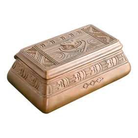 Tiffany Studios New York American Indian Pattern Bronze Stamp Box