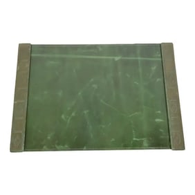 Tiffany Studios New York Graduate Pattern Bronze Blotter Ends With Leather Desk Blotter