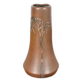 Heintz Arts & Crafts Sterling Silver on Bronze Vase