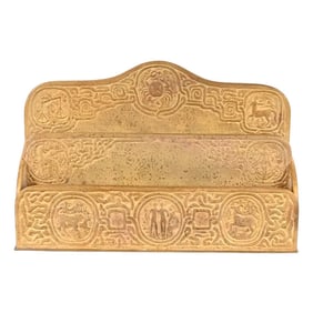 Tiffany Studios New York Zodiac Pattern Bronze Doré Letter Rack
