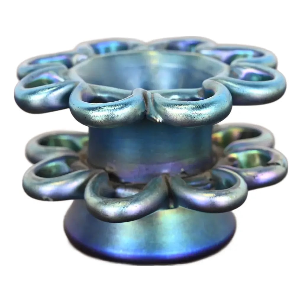 Louis Comfort Tiffany Favrile Iridescent Art Glass Flower Frog (1 of 8)