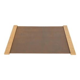 Tiffany Studios New York Zodiac Bronze Blotter Ends With Leather Desk Pad