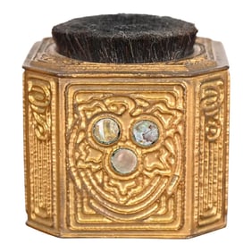 Tiffany Studios New York Bronze Doré and Abalone Pen Brush
