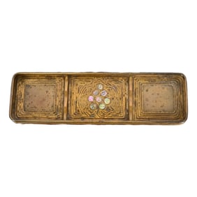 Tiffany Studios New York Bronze Doré and Abalone Pen Tray