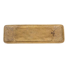 Tiffany Studios New York Zodiac Bronze Doré Pen Tray