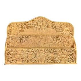 Tiffany Studios New York 'Zodiac' Bronze Doré Letter Rack