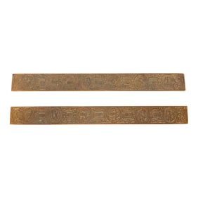 Tiffany Studios New York Zodiac Bronze Doré Blotter Ends