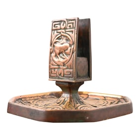 Tiffany Studios New York Zodiac Bronze Doré Match Box Holder