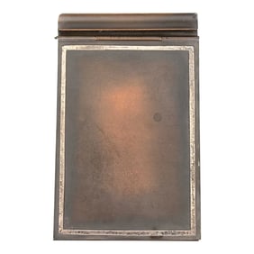 Heintz Arts & Crafts Sterling Silver on Bronze Notepad Holder With Pen Rest