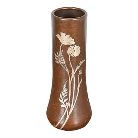 Heintz Arts & Crafts Sterling Silver on Bronze Large Vase