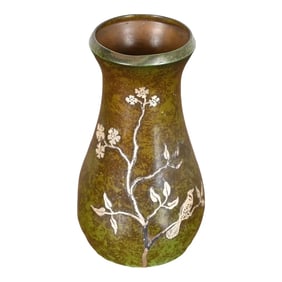 Heintz Arts & Crafts Sterling Silver on Bronze Vase