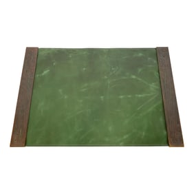 Tiffany Studios New York Chinese Pattern Bronze Blotter Ends With Leather Desk Blotter