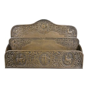 Tiffany Studios New York Zodiac Pattern Bronze Letter Rack