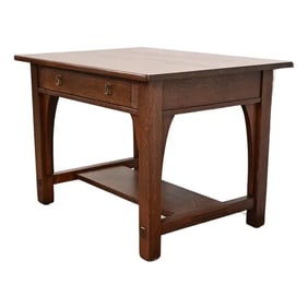 Limbert Antique Mission Oak Arts & Crafts Desk or Library Table, Newly Refinished