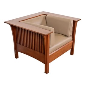 Stickley Mission Arts & Crafts Cherry Wood Spindle Lounge Chair