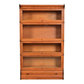 Globe Wernicke Antique Arts & Crafts Oak Four-Stack Barrister Bookcase, Circa 1920s