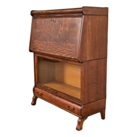 Globe Wernicke Style Antique Mission Oak Arts & Crafts Drop Front Secretary Desk With Barrister