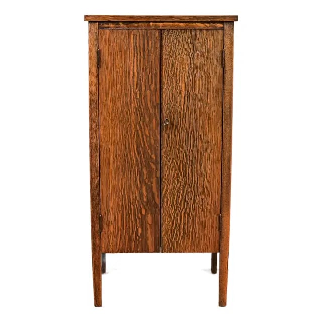 Stickley Brothers Style Antique Mission Tiger Oak Arts & Crafts Music Cabinet, Circa 1900 (1 of 14)