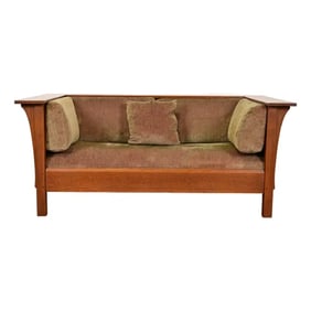 Stickley Mission Oak Arts and Crafts Settle Sofa or Loveseat
