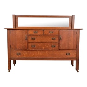 L. & J. G. Stickley Antique Mission Oak Arts & Crafts Sideboard, Circa 1910