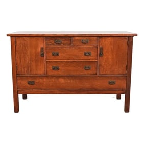 L. & J. G. Stickley Antique Mission Oak Arts & Crafts Sideboard, Circa 1910