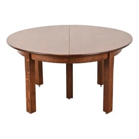 Gustav Stickley Antique Mission Oak Arts & Crafts Extension Dining Table, Newly Refinished