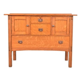 Stickley Brothers Style Antique Mission Oak Arts & Crafts Sideboard Buffet, Circa 1900