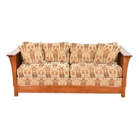 Stickley Mission Oak Arts and Crafts Spindle Sleeper Sofa