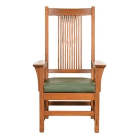 Stickley Mission Oak Arts & Crafts Spindle High Back Arm Chair