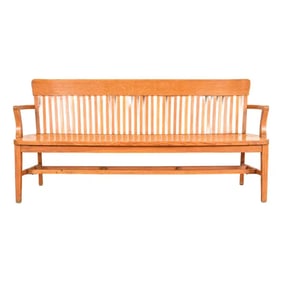 Antique Arts & Crafts Solid Oak Lawyer's Bench