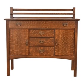 Gustav Stickley Antique Mission Oak Arts & Crafts Sideboard, Newly Refinished