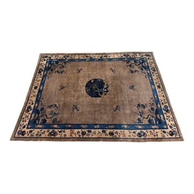 Antique Chinese Art Deco Hand-Knotted Room Size Wool Rug, Circa 1920s