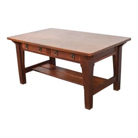 Stickley Brothers Antique Mission Oak Arts & Crafts Desk or Library Table, Circa 1900
