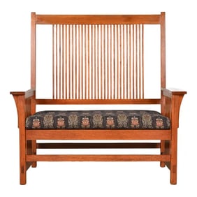 Stickley Mission Oak Arts & Crafts Spindle Bench or Settee