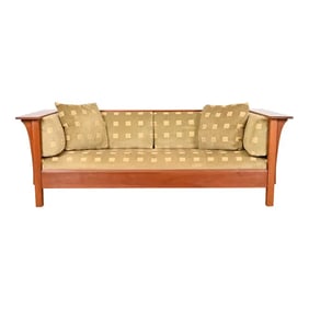 Stickley Mission Arts and Crafts Cherry Wood Settle Sofa