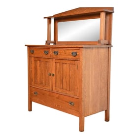 Stickley Brothers Style Antique Mission Oak Arts & Crafts Sideboard or Bar Cabinet, Circa 1900