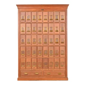 Antique Arts & Crafts Oak 42-Drawer Card File Cabinet, Circa 1900