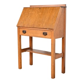Gustav Stickley Antique Mission Oak Arts & Crafts Drop Front Secretary Desk, Circa 1900