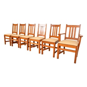Limbert Antique Mission Oak Arts & Crafts Dining Chairs, Set of Six