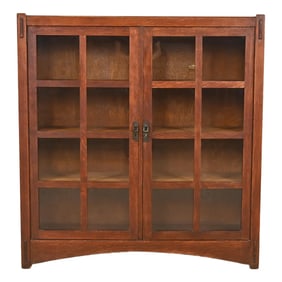 Lifetime Furniture Mission Oak Arts and Crafts Double Bookcase, Circa 1900