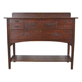 Early Harvey Ellis for Gustav Stickley Mission Oak Arts & Crafts Sideboard, Circa 1900