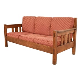 Stickley Brothers Antique Mission Oak Arts and Crafts Settle Sofa, Circa 1900