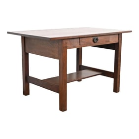 Gustav Stickley Mission Oak Arts & Crafts Writing Desk or Library Table, Circa 1900
