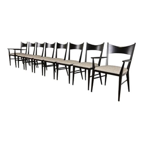 Paul McCobb for Directional Black Lacquered Bow Tie Dining Chairs, Fully Restored