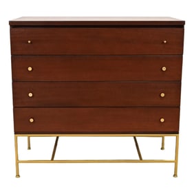 Paul McCobb Irwin Collection Mahogany and Brass Chest of Drawers, Newly Refinished