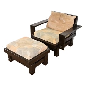 Klaus Rausch Mid-Century Brutalist Geometric Lounge Chair and Ottoman, 1960s