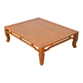 Michael Taylor for Baker Furniture Mid-Century Hollywood Regency Chinoiserie Carved Elm Wood Table