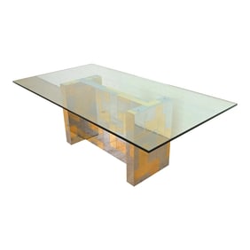 Paul Evans for Directional Cityscape Chrome and Brass Pedestal Dining Table, 1970s