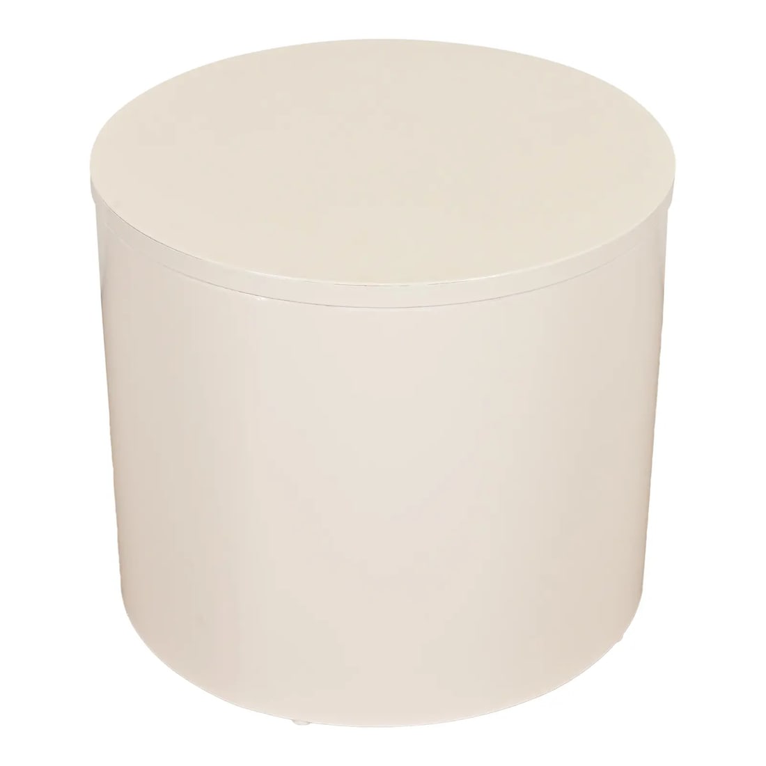 Milo Baughman for Thayer Coggin Mid-Century Modern White Lacquered Drum Side Table, Newly Refinished: A sleek and stylish Mid-Century Modern white lacquered drum side table By Milo Baughman for Thayer Coggin USA, Circa 1970s Measures: 21"W x 21"D x 18.5"H. Professionally refinished. Excellent conditio